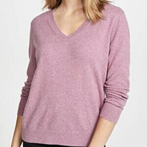 Vince Women's Weekend V-Neck 100% Cashmere Sweater XS Pink Quiet Luxury